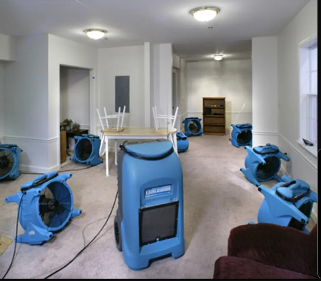 Air movers and dehumidifier setup for Water Damage Restoration in Port St. Lucie